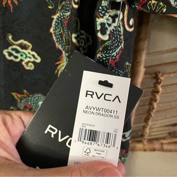 RVCA Neon Dragon Button Up Shirt Asian Artsy B18  Men's Sz XXL NWT B18 - Picture 7 of 13